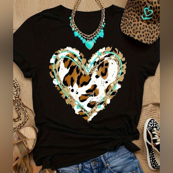 Halo & Harley Tops - Blue and Green Graphic Relaxed T-Shirt